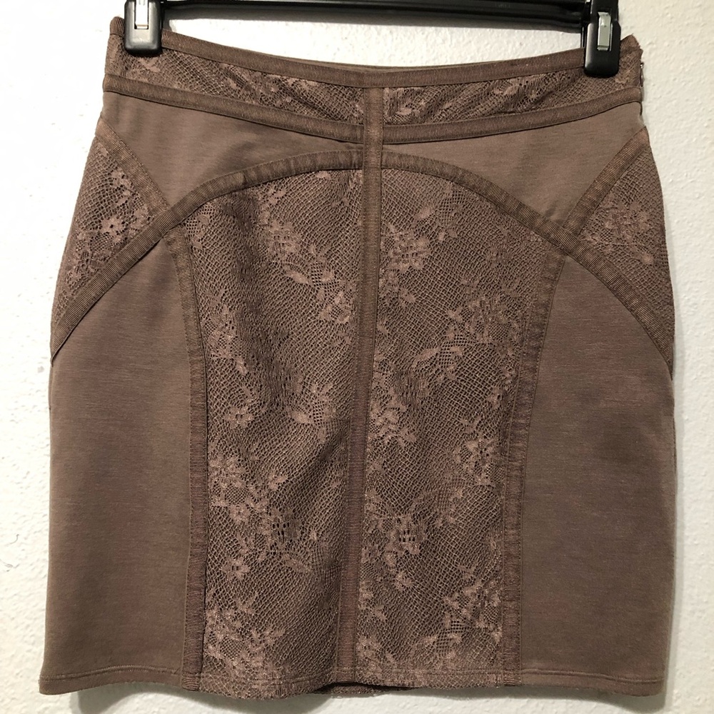 Free People Elegant Brown Lace Skirt